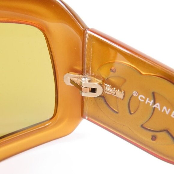 RARE CHANEL CC Vintage Logo Mother of Pearl Sunglasses 6022-Q Brown Amber - Picture 8 of 10